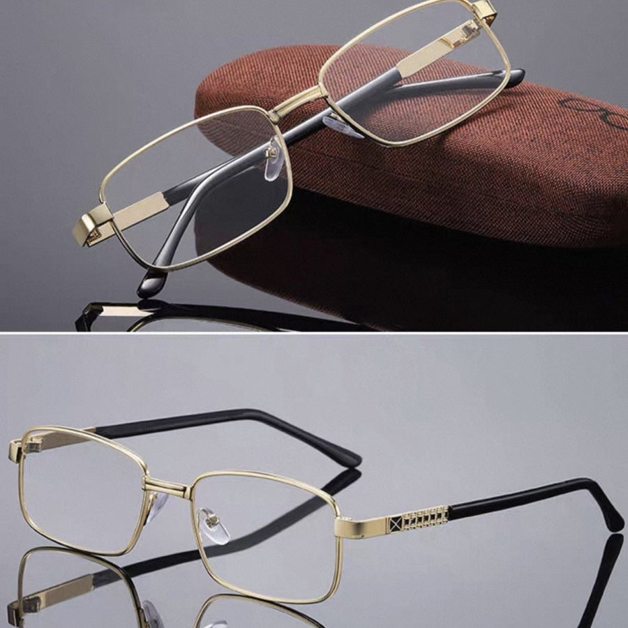 Men's Foldable Metal Square Prescription Reading Glasses