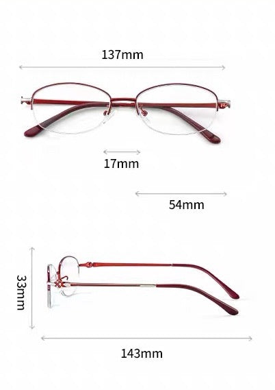 Elegant Half Rim Prescription Reading Glasses