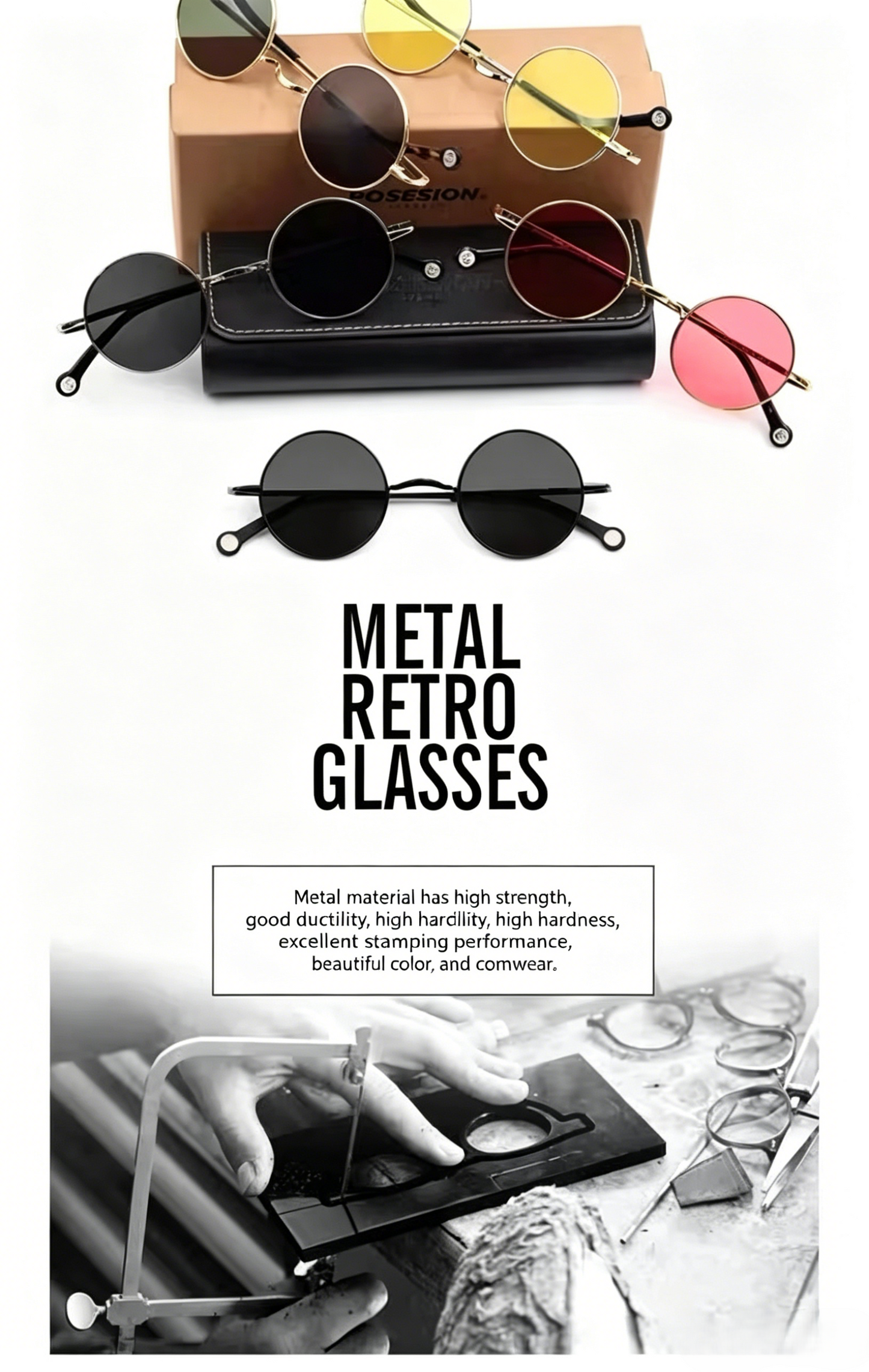 Prescription Sunglasses｜Retro Round Metal, Multiple Frame & Lens Color Options