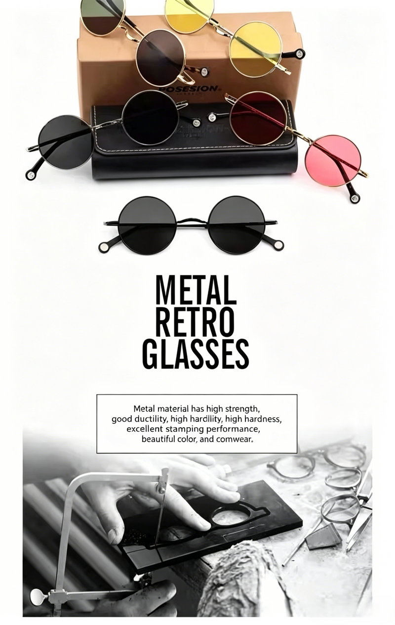 Prescription Sunglasses｜Retro Round Metal, Multiple Frame & Lens Color Options
