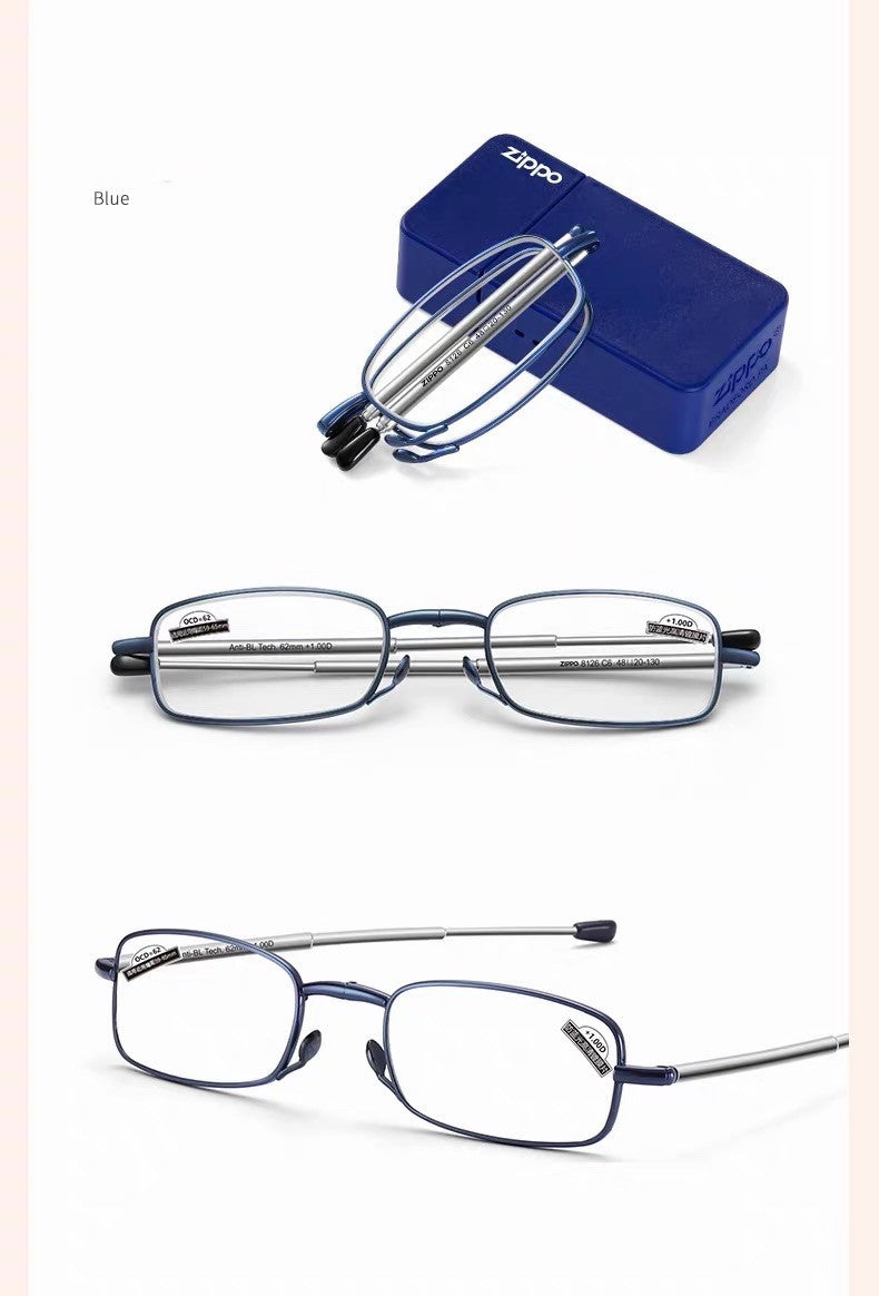 Foldable Anti Blue Light Prescription Reading Glasses with Magnetic Case