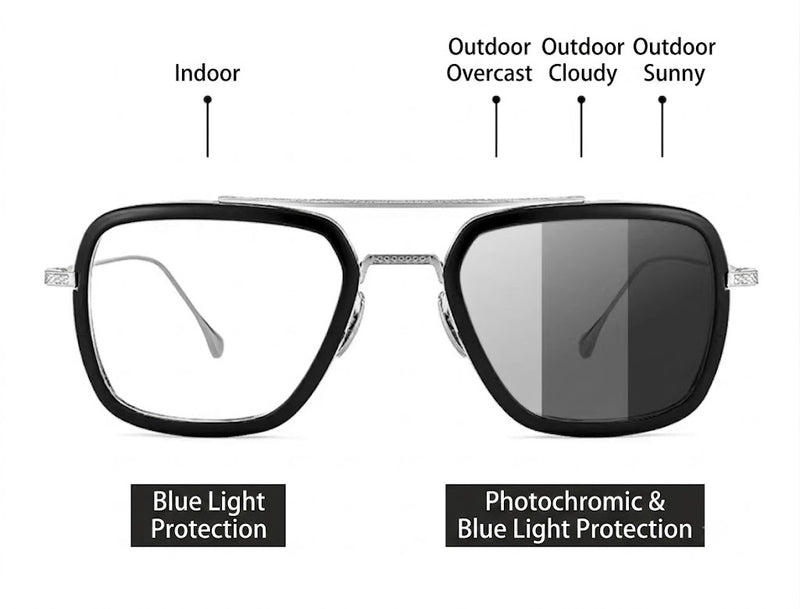 Prescription Glasses | Iron Man Style Double-Bridge Wide Titanium Frame