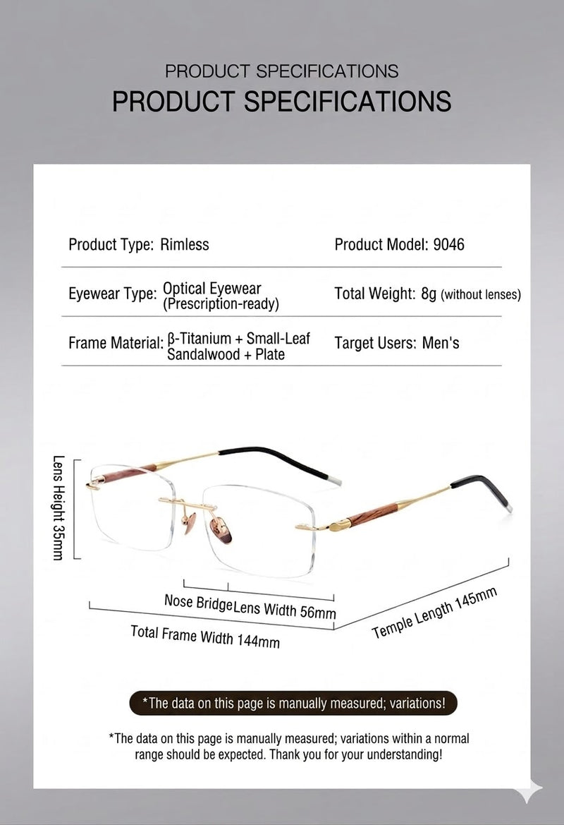 Prescription Men’s Eyeglasses | Lightweight Rimless Photochromic Glasses