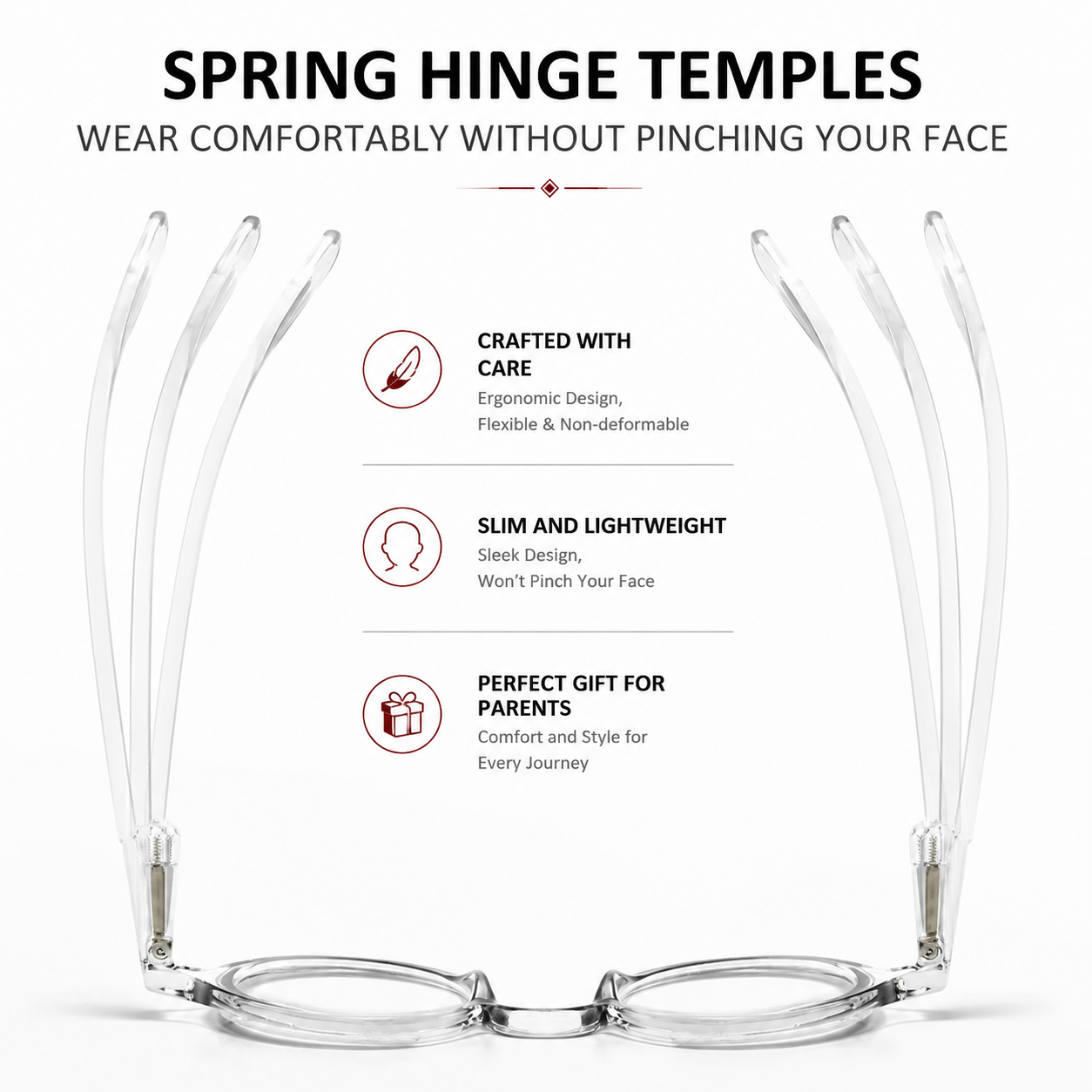 Prescription Reading Glasses, Round Spring Hinge Frame