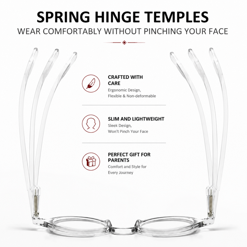 Prescription Reading Glasses, Round Spring Hinge Frame