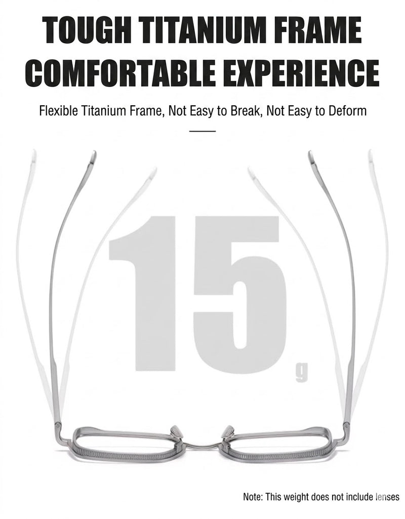 Photochromic Square Glasses | Lightweight Titanium Frame | Unisex Eyewear