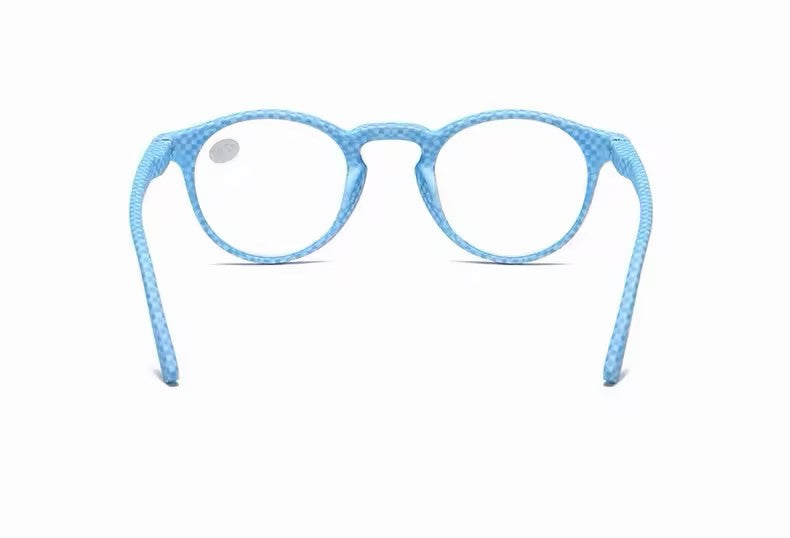 Prescription Reading Glasses, Fashionable Plaid Round Presbyopia Frames