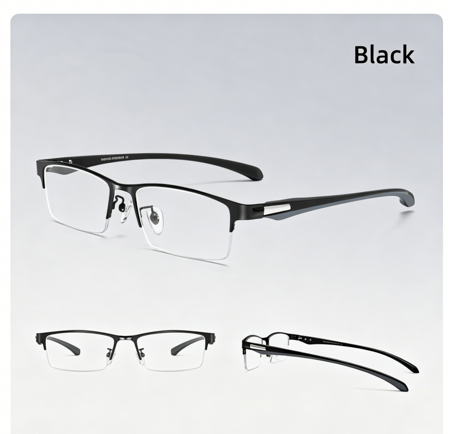 Men Pure Titanium Business Eyeglasses Half Rim Prescription Available