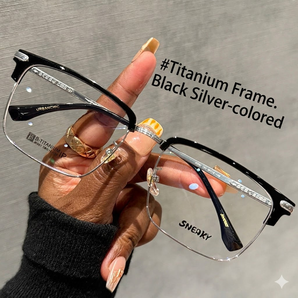 Unisex Blue Light Blocking Semi-Rimless Glasses, Lightweight Titanium Frame, Business & Trendy Eyewear