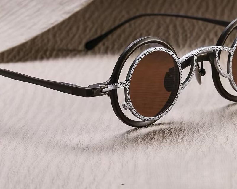 Prescription Sunglasses | Vintage Double-Layer Round Magnetic Clip-On