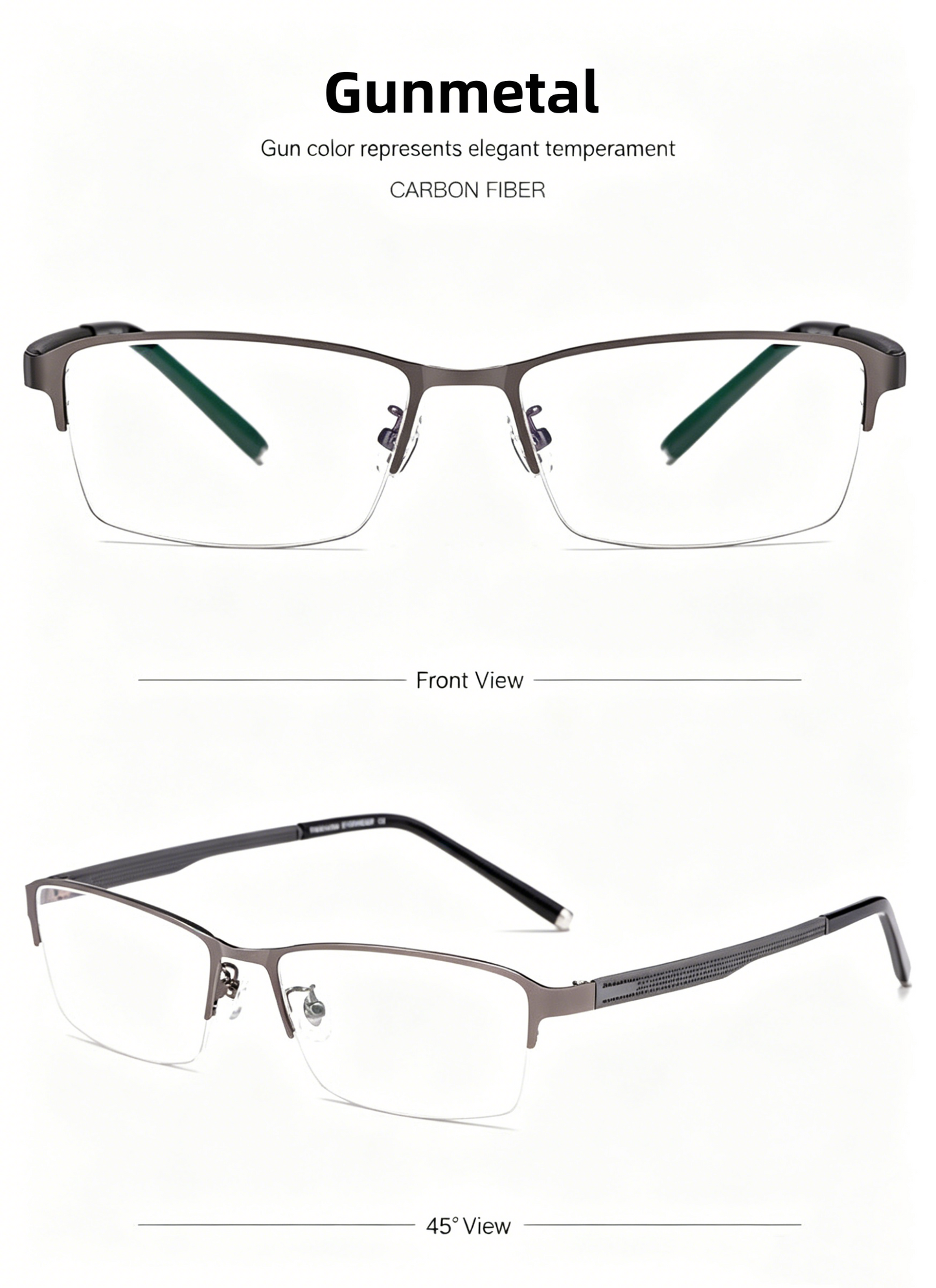 Men 12g Ultra Light Half Rim TR Alloy Optical Frame, Rx Ready