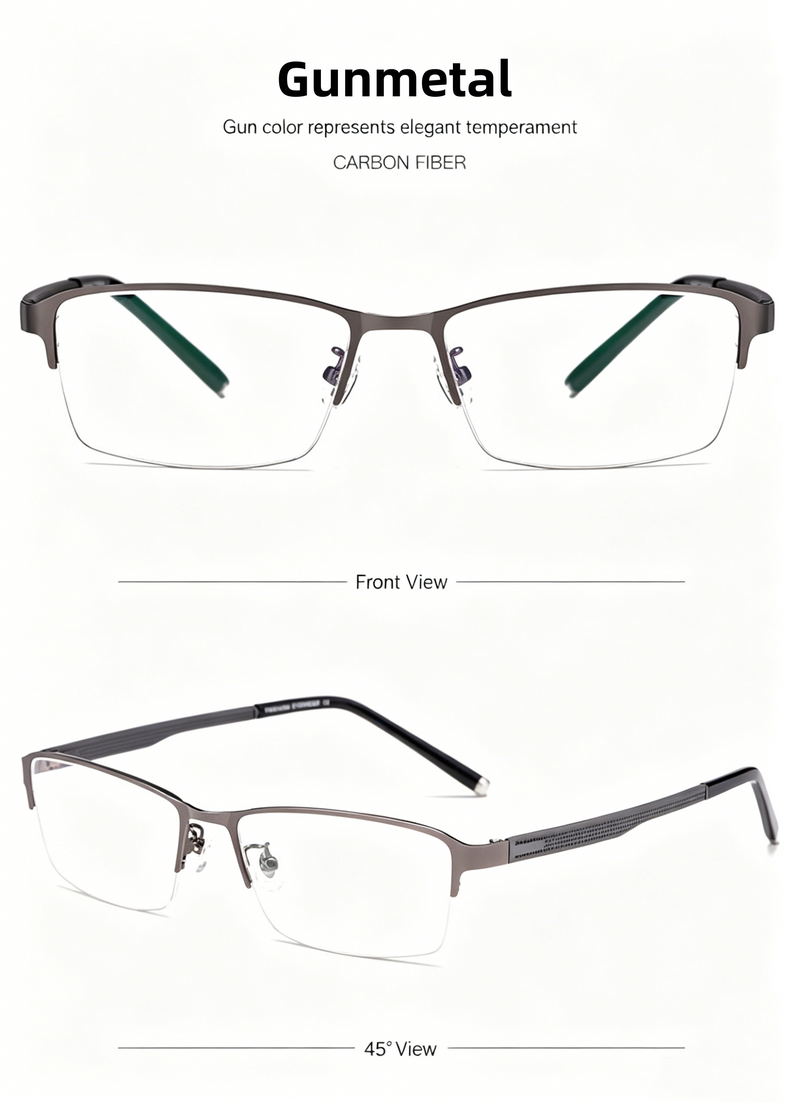 Men 12g Ultra Light Half Rim TR Alloy Optical Frame, Rx Ready