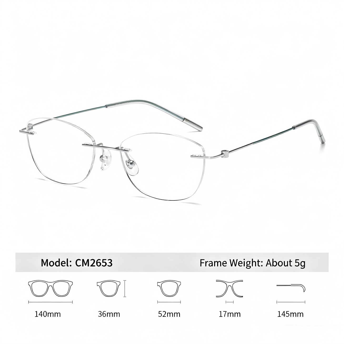 Women Minimal Rimless Glasses | Thin Fashion Eyewear