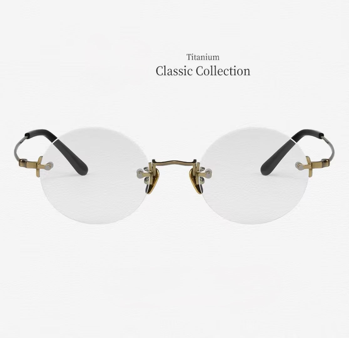Prescription Glasses | Vintage Rimless Round Titanium Optical Frames
