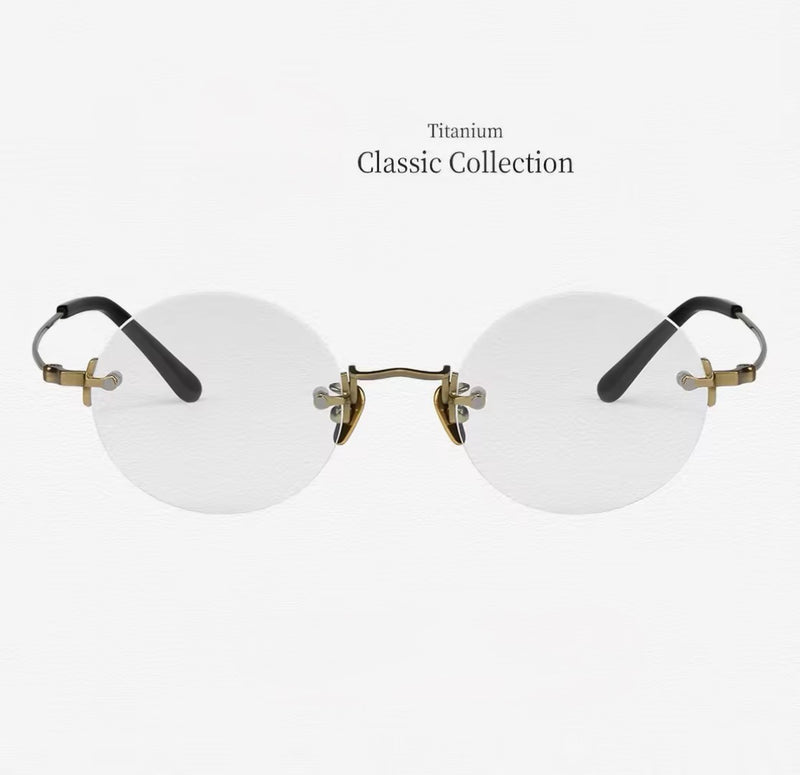 Prescription Glasses | Vintage Rimless Round Titanium Optical Frames