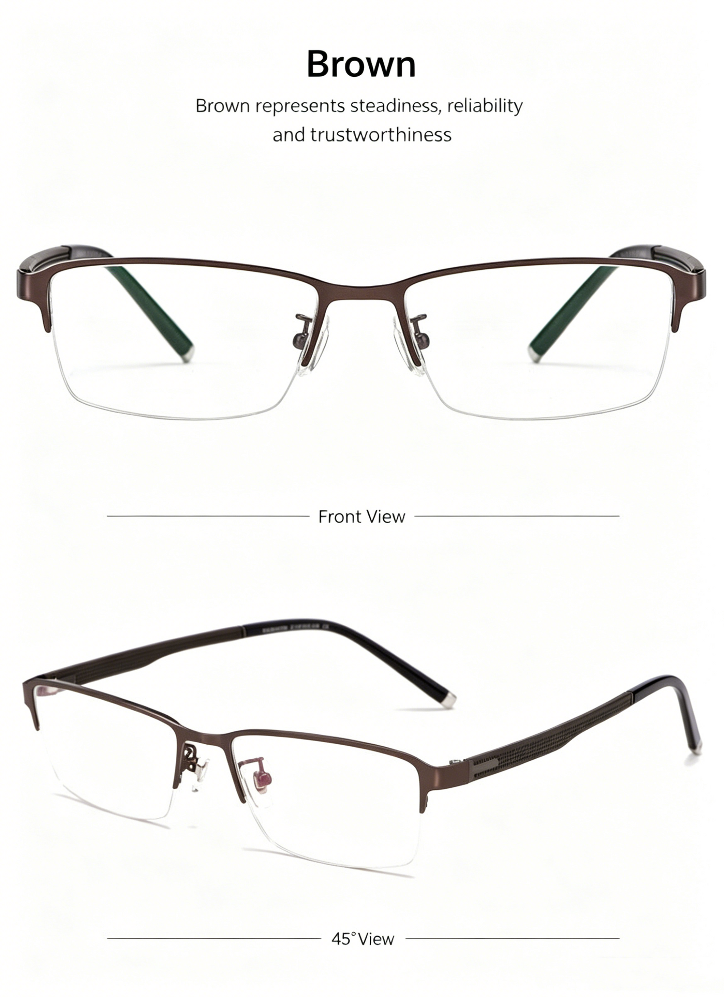Men 12g Ultra Light Half Rim TR Alloy Optical Frame, Rx Ready