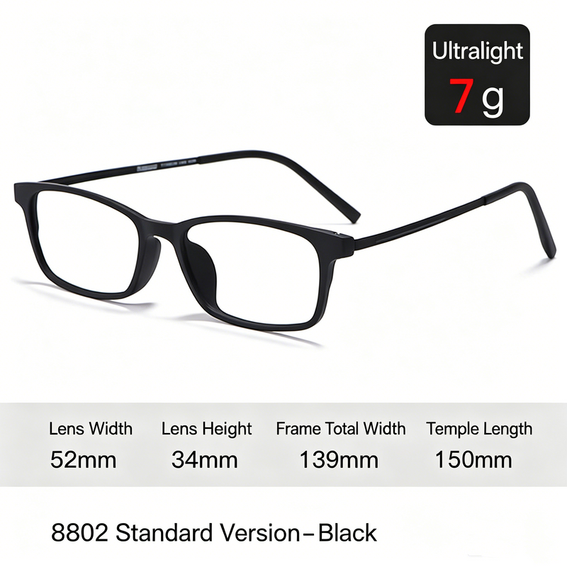 Men Rx Glasses Ultra Light Pure Titanium Frame, Photochromic Anti Blue Light UV Shield