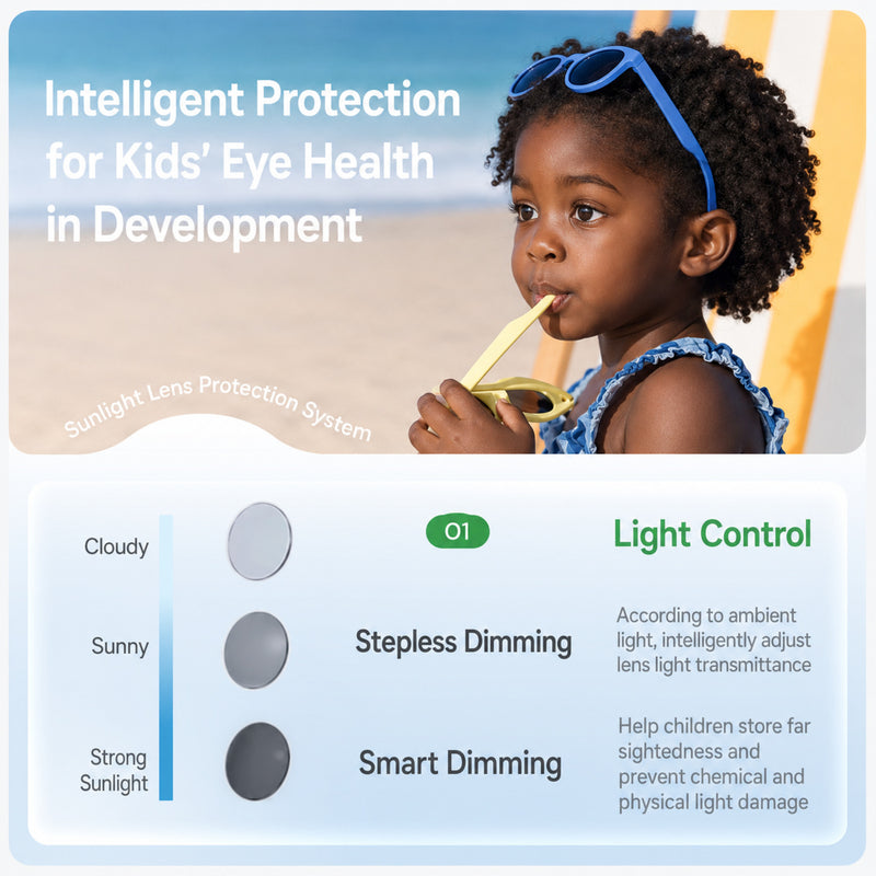 Kids Sunglasses, Photochromic UV400 Soft Protective Frame