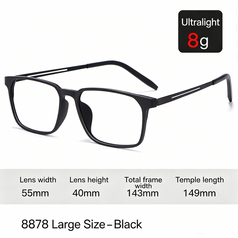 Men Rx Glasses Ultra Light Pure Titanium Frame, Photochromic Anti Blue Light UV Shield