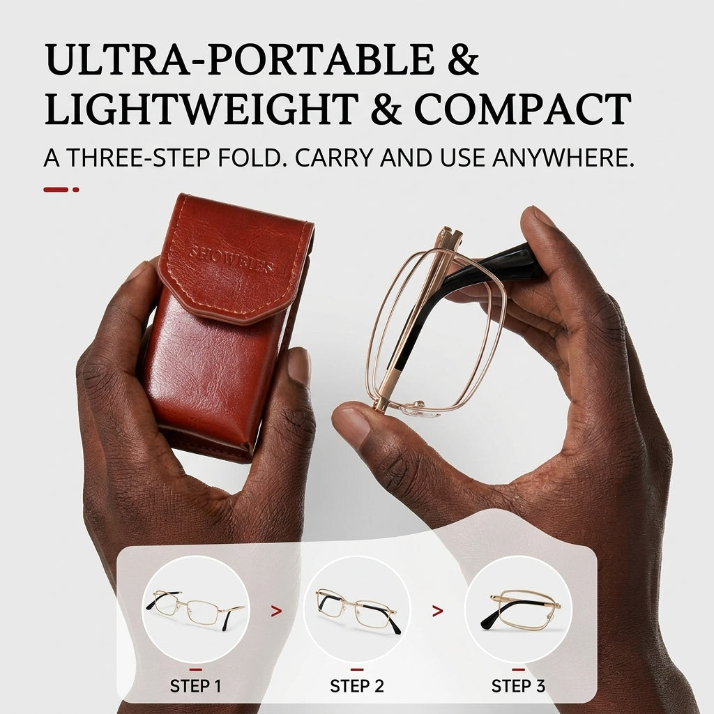 Three-Step Foldable Portable Prescription Reading Glasses