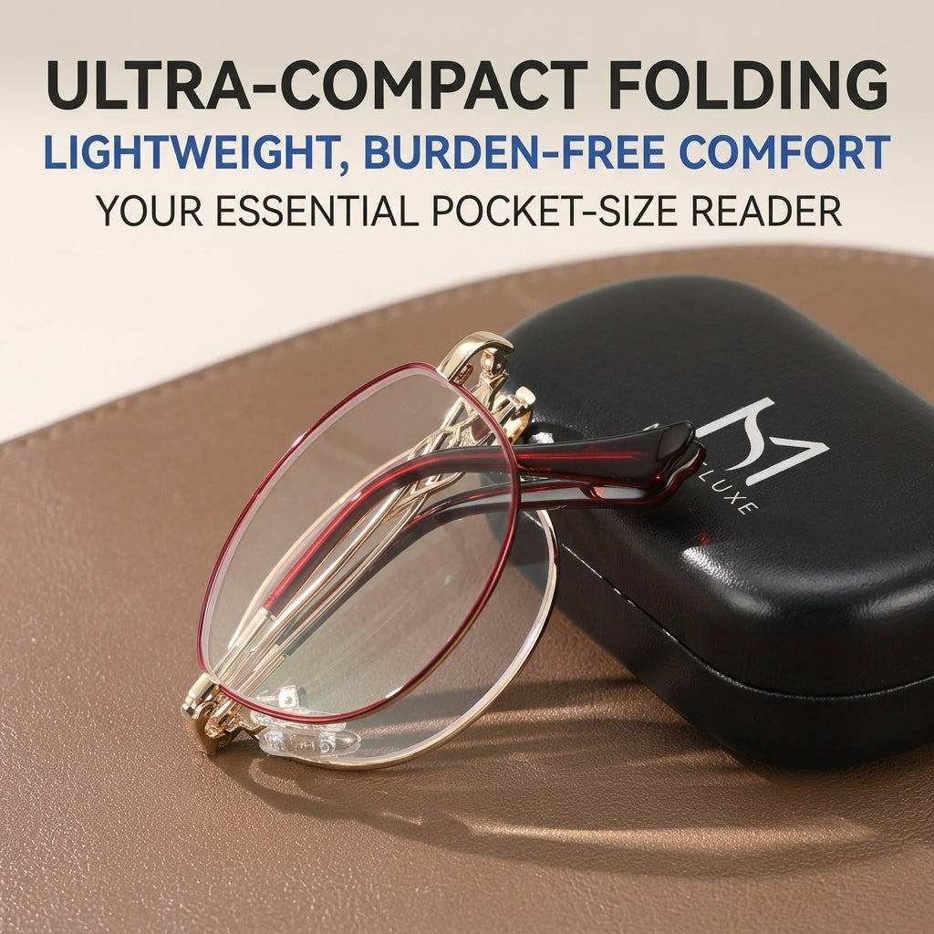 Elegant Half Rim Prescription Reading Glasses with Complete Accessories