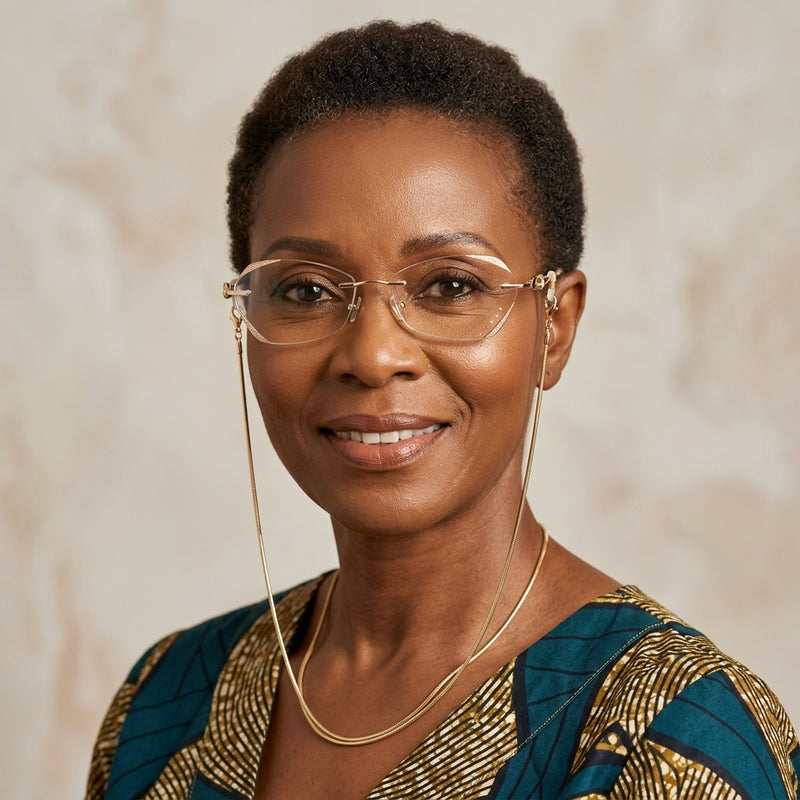 Women Rimless Diamond Cut Prescription Reading Glasses With Chain