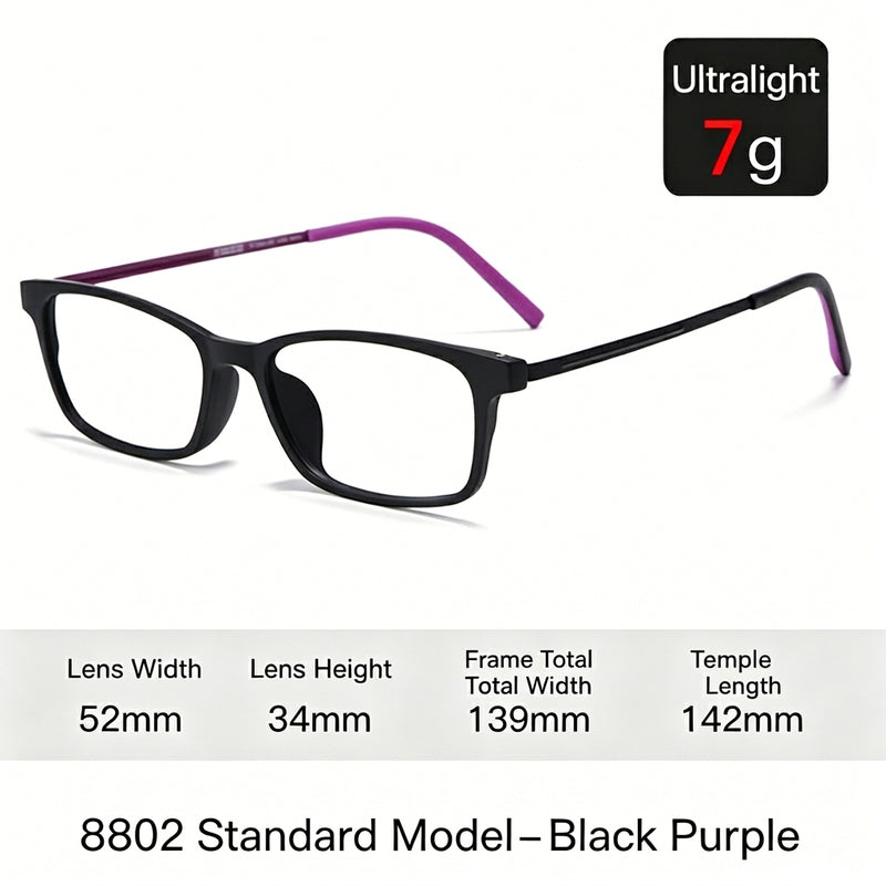 Men Rx Glasses Ultra Light Pure Titanium Frame, Photochromic Anti Blue Light UV Shield