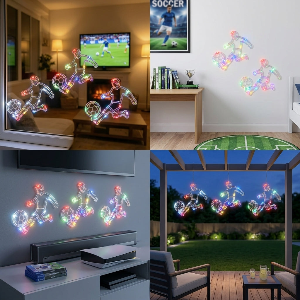 Football Player Suction Cup Window LED Lights, Batteries Included