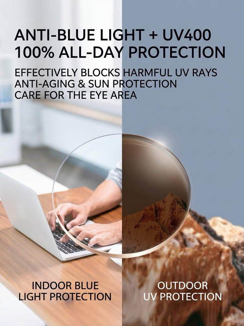 Prescription Glasses｜Photochromic Lenses, 3 Metal Frame Colors Optional