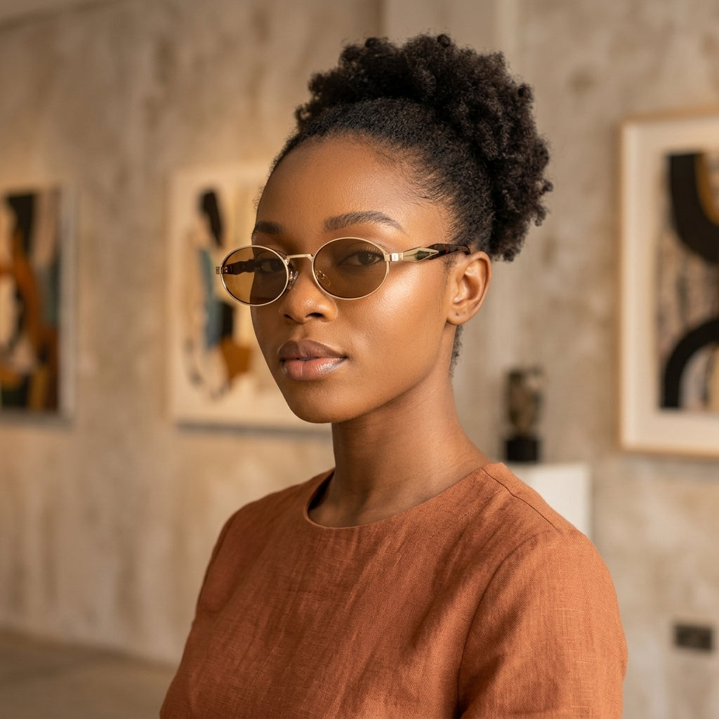 Sunglasses, Vintage Oval Metal Frame Shades