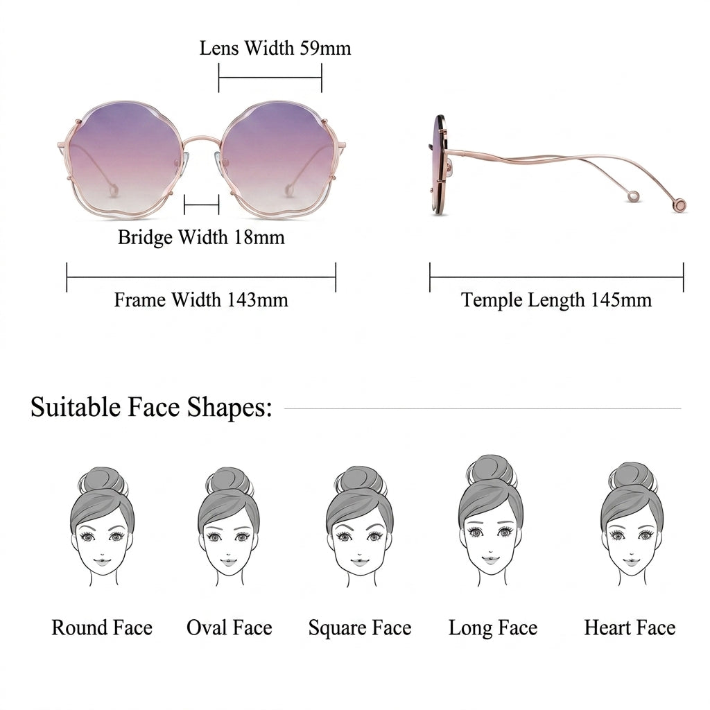 Prescription Women's Sunglasses, Wave Rimless Fashion Shades