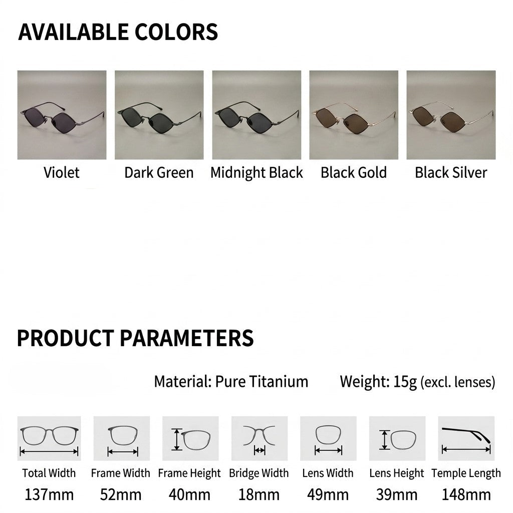 Prescription Sunglasses, Pure Titanium Diamond Decor Shades
