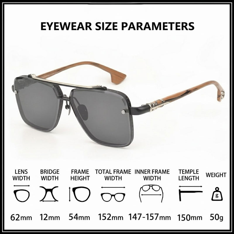 Men's Sunglasses｜Retro Double Bridge Square