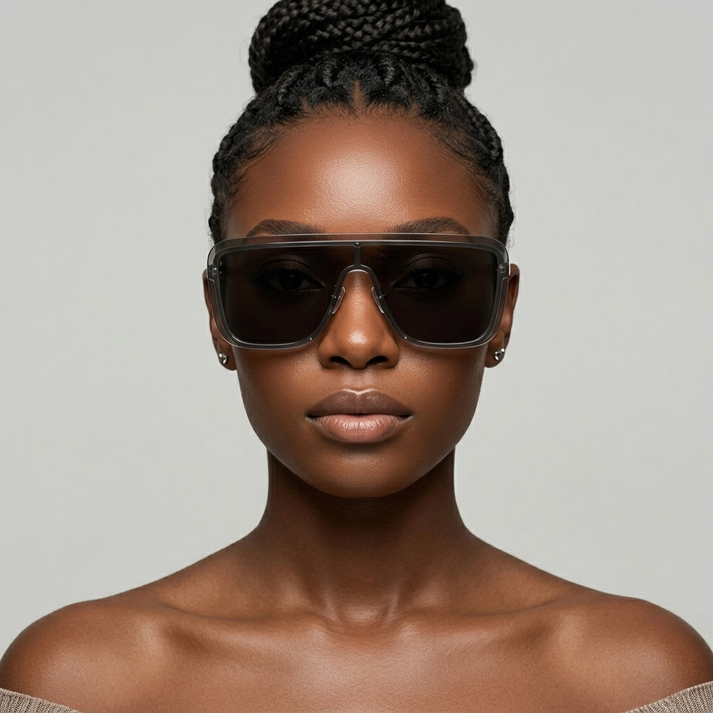 Sunglasses Luxury One-Piece Flat Top Square Stainless Steel