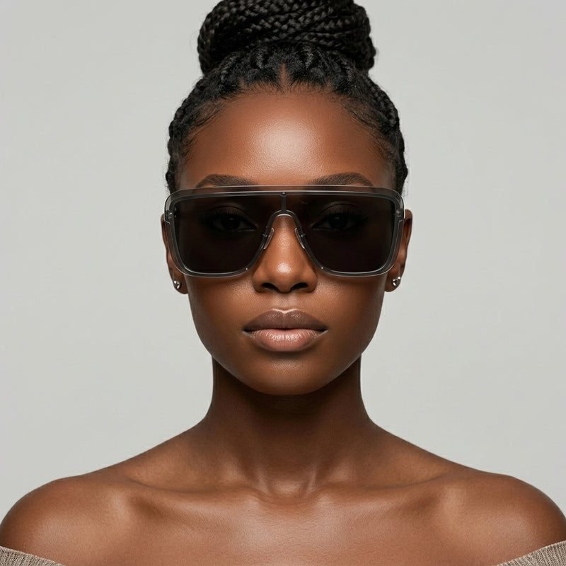 Sunglasses Luxury One-Piece Flat Top Square Stainless Steel