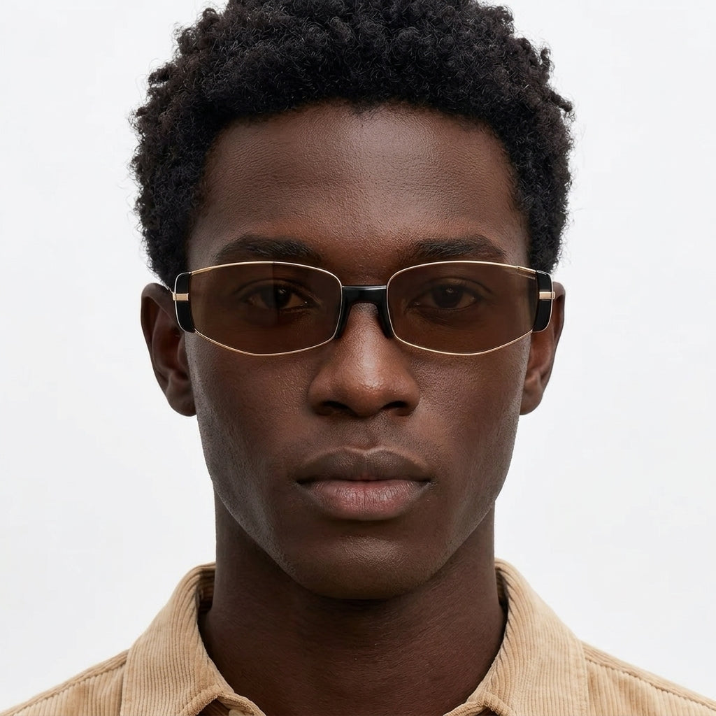 Prescription Sunglasses | Slim Retro Metal Rectangle