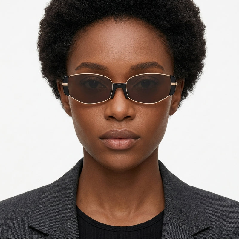 Prescription Sunglasses | Slim Retro Metal Rectangle