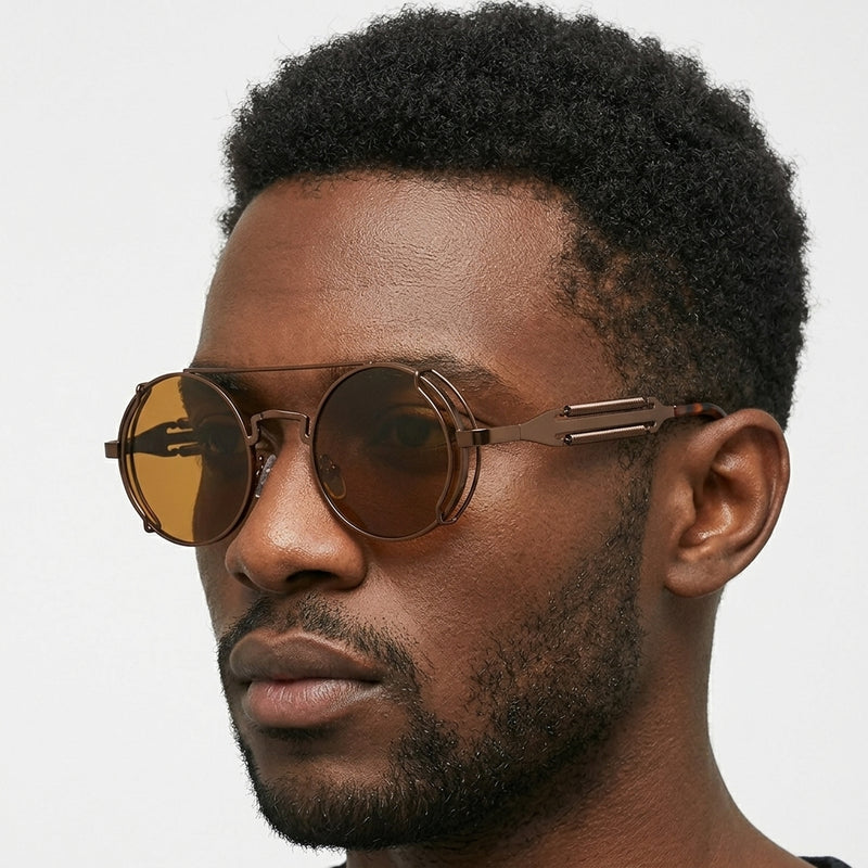 Sunglasses | Steampunk Double Bridge Round Metal, 13 Color Option