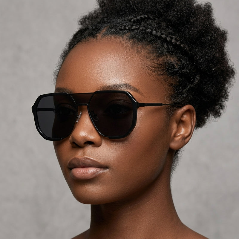 Prescription Sunglasses, Double Bridge Octagonal Large Frame