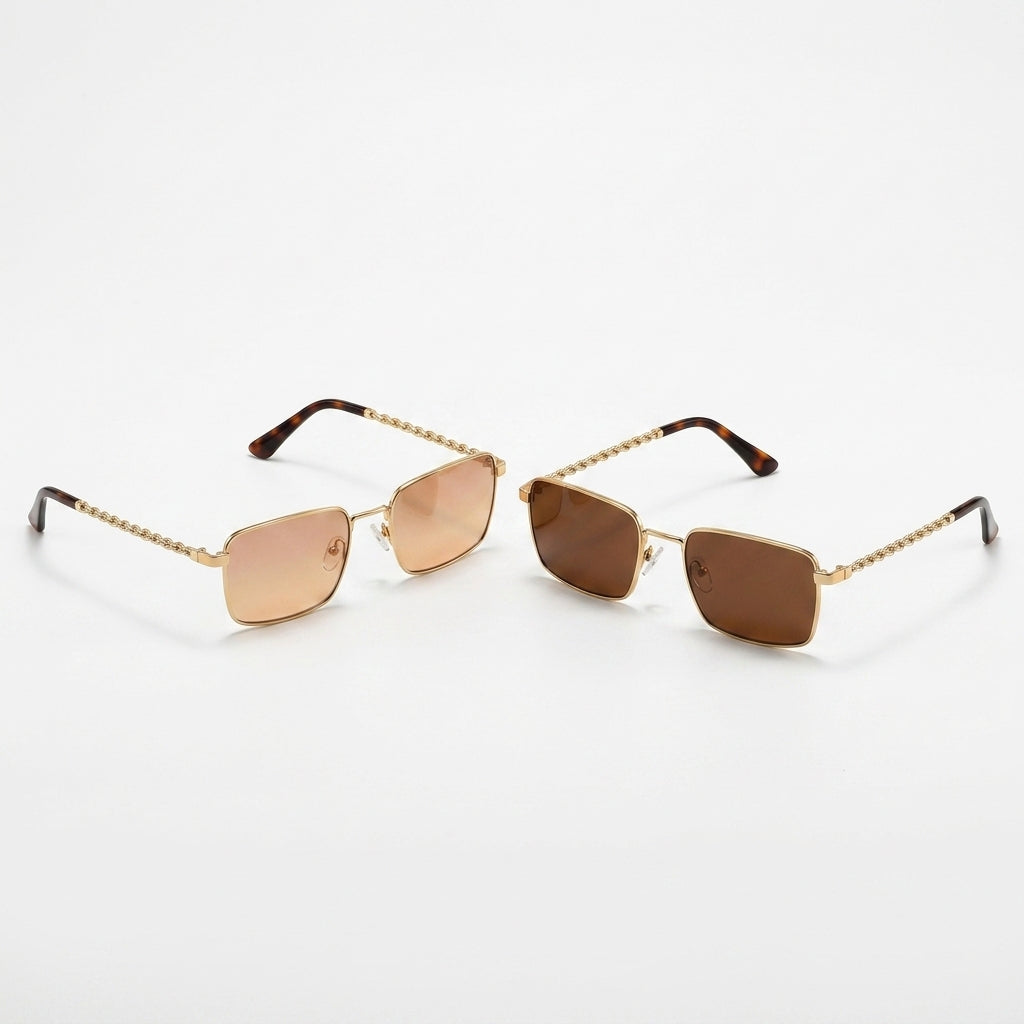 Prescription Sunglasses | Vintage Twisted Rope Temple Square Metal