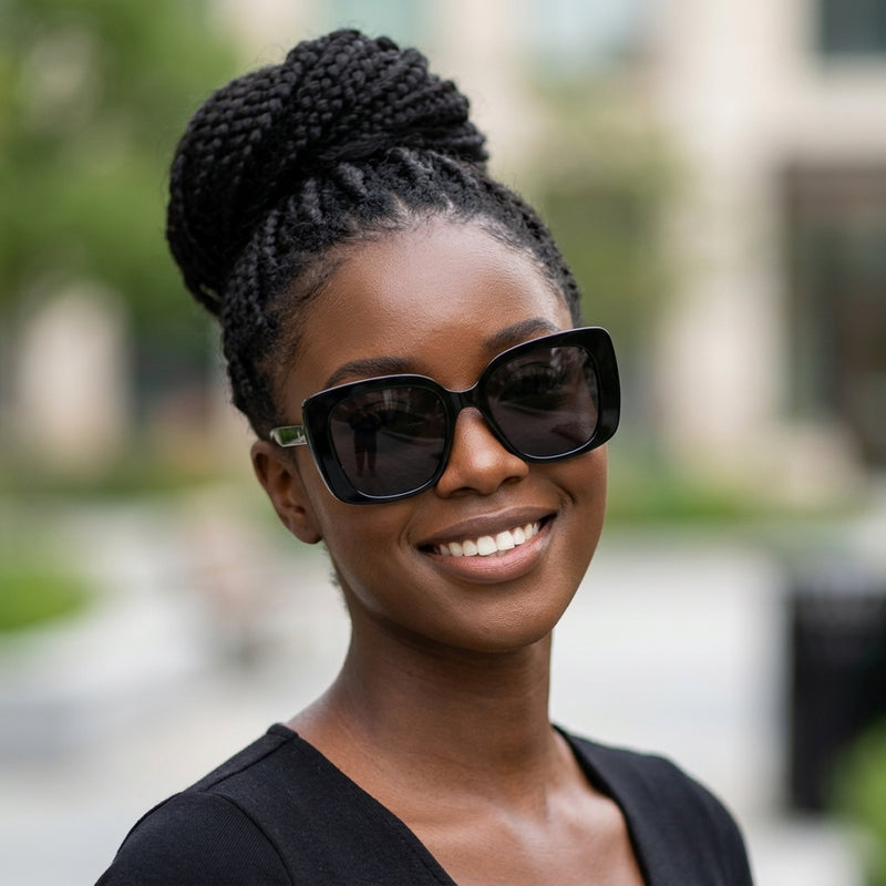 Prescription Sunglasses | Retro Wide Cat Eye Full Acetate Frame