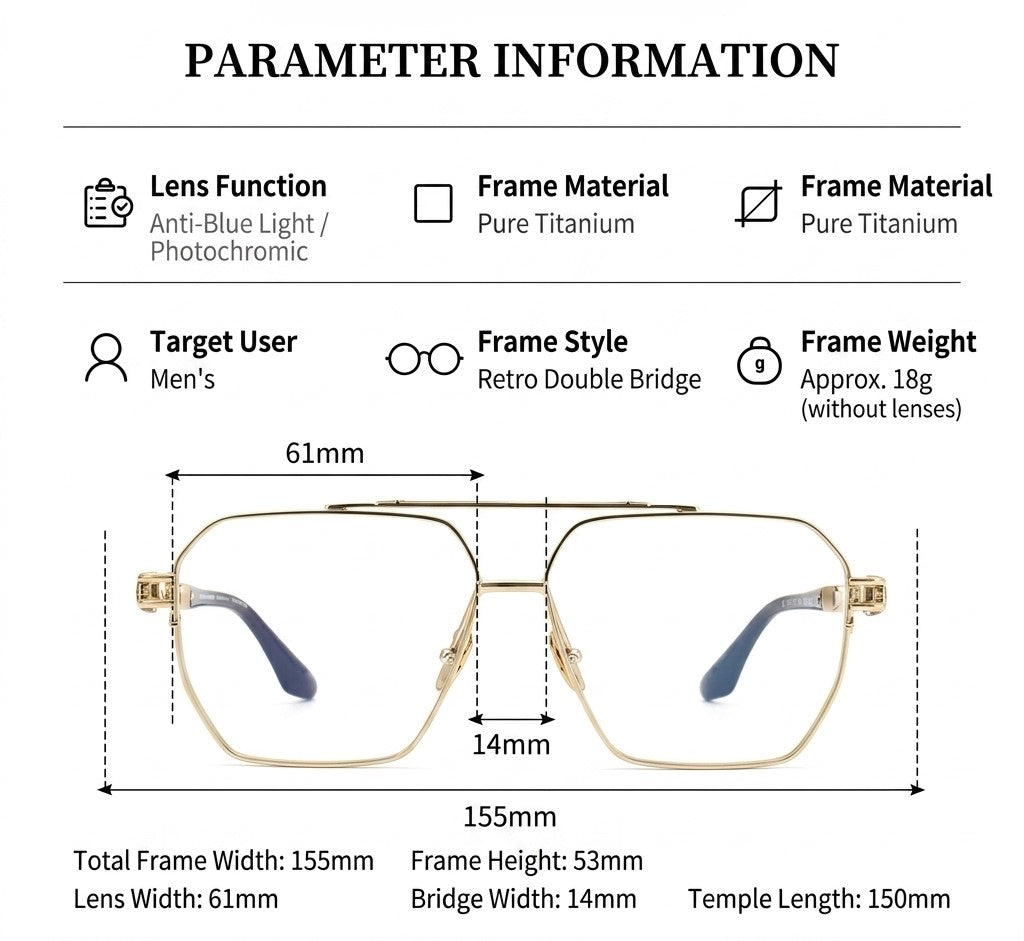 Prescription glasses | Titanium Lightweight Large glass Frames