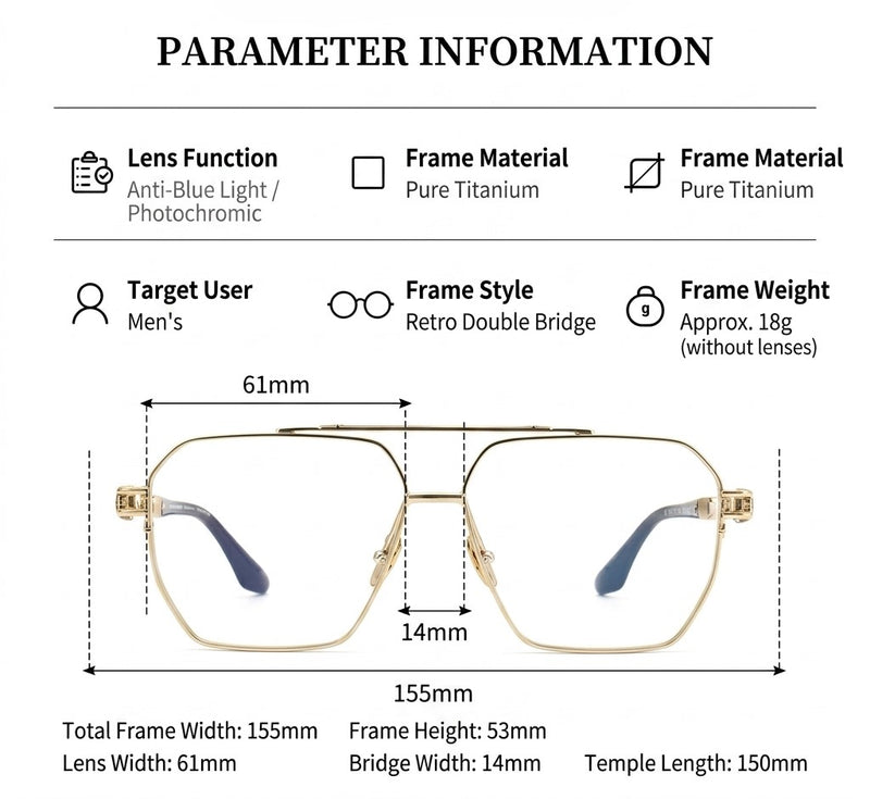 Prescription glasses | Titanium Lightweight Large glass Frames