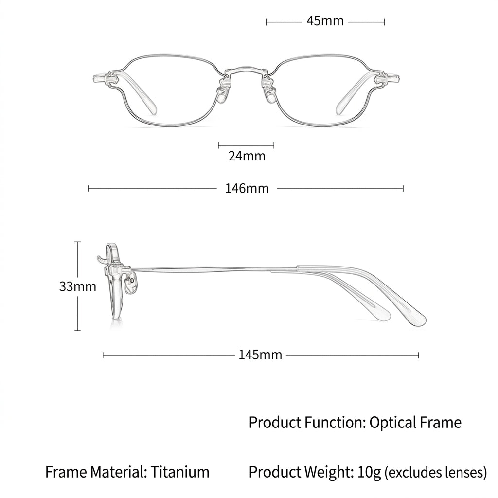 Prescription Glasses | Vintage Tiny Oval Titanium Optical Frames