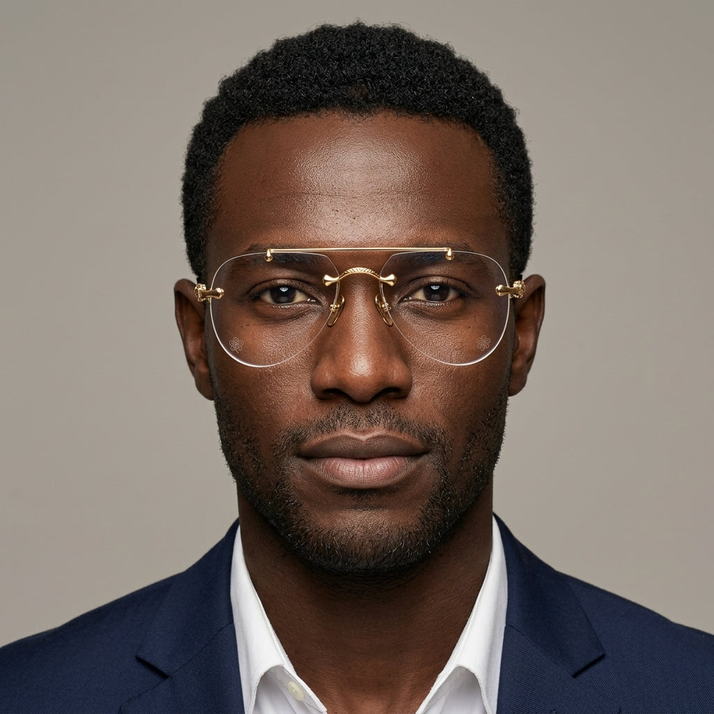 Prescription Glasses, Rimless Double Bridge
