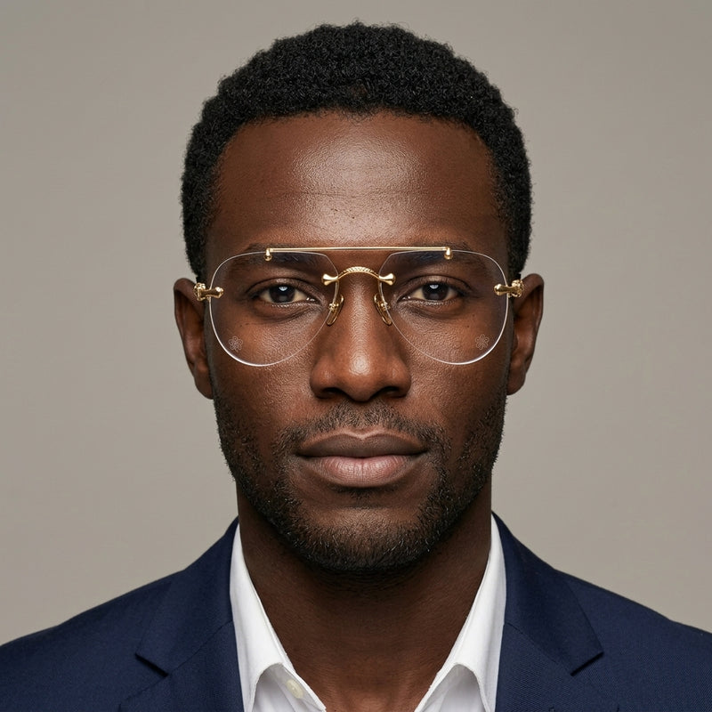 Prescription Glasses, Rimless Double Bridge