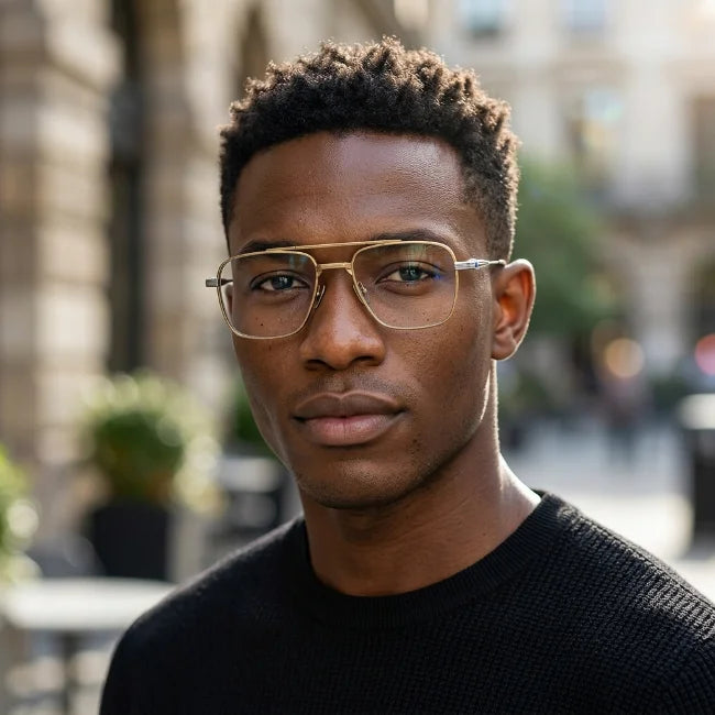Prescription Glasses | Large Titanium Square Frame for Wide Faces