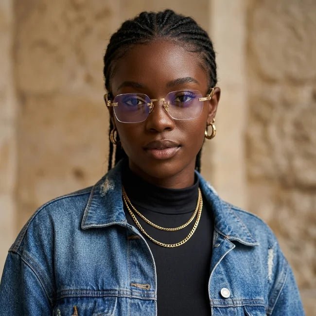 Prescription Glasses | Rimless Buffalo Horn Business Frame