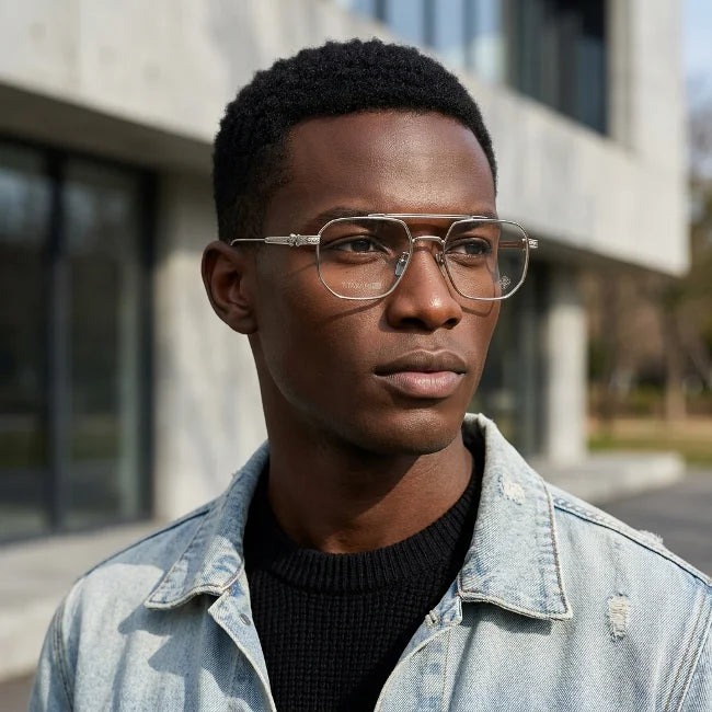Prescription Glasses | Vintage Square Titanium Glasses, Luxury Carved Frame