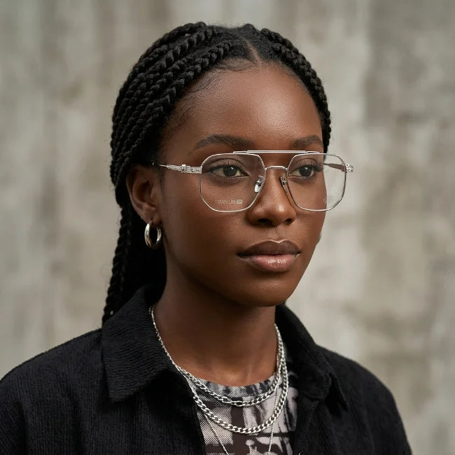Prescription Glasses | Vintage Square Titanium Glasses, Luxury Carved Frame